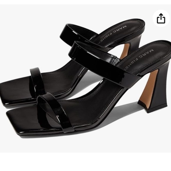Marc Fisher Shoes - Marc Fisher Zasha Sandal black angled block heel patent leather women’s shoe 8